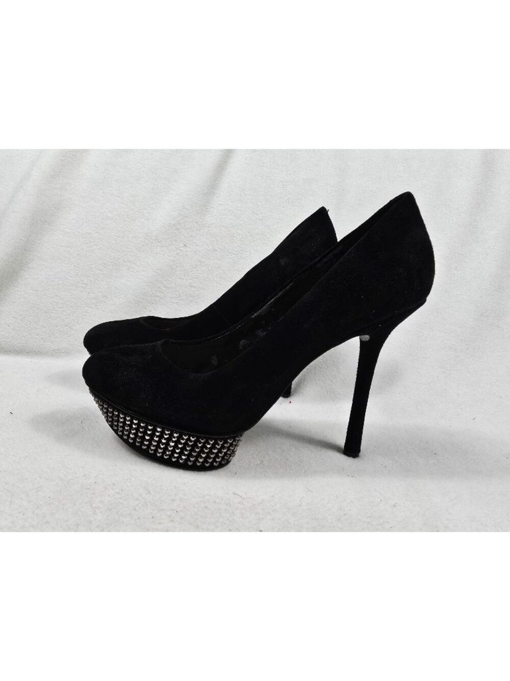 Gianni Bini Black Size 8 Suede High Heel Studded Sparkle Platform Pumps Womens